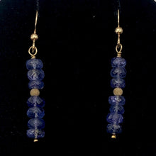 Load image into Gallery viewer, Tanzanite Faceted Roundel Bead 14K Gold Filled Earrings| 1.5" Long|Bluish Violet