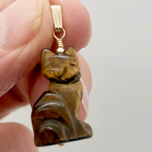 Load image into Gallery viewer, Tiger Eye Kitty Cat Pendant Necklace|Semi Precious Stone Jewelry|14kgf Pendant | - PremiumBead Alternate Image 2