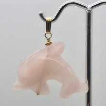Load image into Gallery viewer, Rose Quartz Carved Dolphin 14K Gold Filled Pendant | 1.5 Inch | Pink |