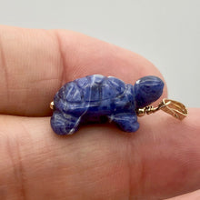 Load image into Gallery viewer, Semi Precious Stone Jewelry Charming Turtle Pendant Necklace of Sodalite/14kgf - PremiumBead Alternate Image 2