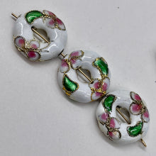 Load image into Gallery viewer, 7 Flowers White Cloisonne 15x4mm Pi Circle Beads 8637A