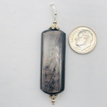 Load image into Gallery viewer, Hypersthene, Flat Rounded Rectangle Dangle Pendant| 2 1/2 ' Long | Black/Silver|