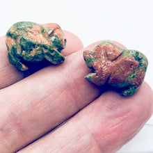 Load image into Gallery viewer, Piggies Hand Carved Unakite Pig Bead Strand | 23x16x11mm | Green with Pink