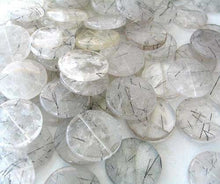 Load image into Gallery viewer, 1 Tourmalated Quartz 30mm Disc Pendant Bead 7652A - PremiumBead Primary Image 1