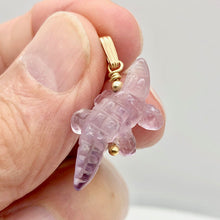 Load image into Gallery viewer, Carved Amethyst Alligator 14Kgf Pendant | 1 1/4 inch long | Purple |