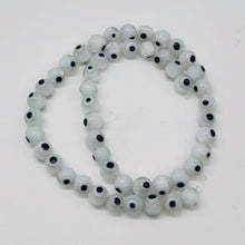 Load image into Gallery viewer, Lampwork Glass Eye 14" Strand Round Beads | 8 mm | White | 48 Beads }