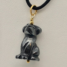 Load image into Gallery viewer, Hematite Dog Pendant Necklace | Semi Precious Stone Jewelry | 14k Pendant