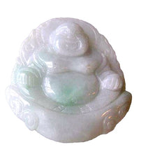 Load image into Gallery viewer, 160cts Hand Carved Buddha Gorgeous Lavendar Jade Pendant Bead | 50x47x8mm | Green