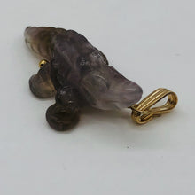Load image into Gallery viewer, Carved Amethyst Alligator 14Kgf Pendant | 1 1/4 inch long | Purple |