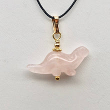 Load image into Gallery viewer, Rose Quartz Diplodocus Dinosaur Pendant Necklace|Animal Jewelry|14k Pendant