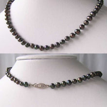 Load image into Gallery viewer, Dark Green 5x6.5mm Freshwater Pearl & Sterling Silver 16 inch Necklace 9915F - PremiumBead Primary Image 1
