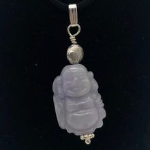 Load image into Gallery viewer, Hand Carved Lavender Jade Buddha Pendant with Silver Findings | 1 5/8" Long - PremiumBead Alternate Image 2