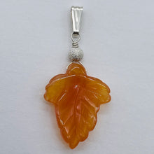 Load image into Gallery viewer, Carnelian Sterling Silver Carved Leaf | 1 3/4" Long | Orange | 1 Pendant |