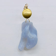 Load image into Gallery viewer, Chalcedony 14K Gold Filled Druzy Crystal Flower Pendant | 2 1/2" Long | Blue |