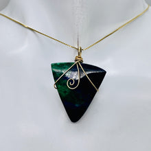 Load image into Gallery viewer, Bloodstone 14K Gold Filled Wire Wrapped Trilliant Gem | 1 1/2" Long | Red Green|