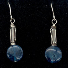 Load image into Gallery viewer, Dazzle Blue Apatite 10mm Coin Sterling Silver Earrings | 1 1/2 Inch Drop |