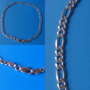 Italian 9.5" Medium Figaro (5.7 Grams) Solid Sterling Silver Bracelet 10057 - PremiumBead Primary Image 1