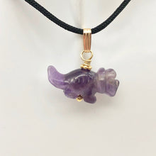 Load image into Gallery viewer, Purple Dinosaur Pendant Amethyst Triceratops 14K Gold-Filled Pendant 509303AMG
