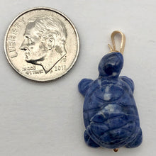 Load image into Gallery viewer, Semi Precious Stone Jewelry Charming Turtle Pendant Necklace of Sodalite/14kgf - PremiumBead Alternate Image 6