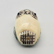 Load image into Gallery viewer, Wise Owl Carved Bone 25x15x10mm Bead 10746 | 25x15x10mm | Cream, Blue and Black - PremiumBead Alternate Image 3