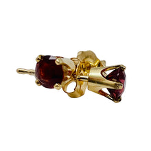 Load image into Gallery viewer, Garnet 14K Gold Faceted Round Post Earrings | 4mm | Red | 1 Pair |