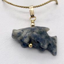 Load image into Gallery viewer, Swimmin'! Sodalite Koi Fish 22K Vermeil Gold Pendant 509265SDG - PremiumBead Primary Image 1