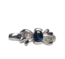 Load image into Gallery viewer, Blue Sapphire and White Diamonds Solid 14Kt White Gold Ring Size 6 3/4 9982Ai