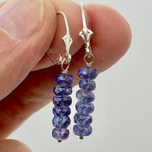 Load image into Gallery viewer, Tanzanite Faceted Roundel Bead Sterling Silver Earrings| 1.5" Long | Lever Back
