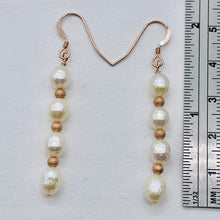 Load image into Gallery viewer, Faceted Pearl 14K Rose Gold Filled Dangle Earrings | 2" Long | White | 1 Pair |