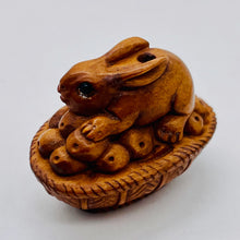 Load image into Gallery viewer, Hoppity Hop Carved Bunny Rabbit Boxwood Ojime/Netsuke Bead