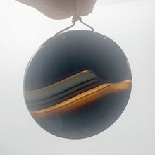 Load image into Gallery viewer, Sardonyx Agate 40mm Coin 14K Gold Filled Bead Pendant | Black | 2" Long |