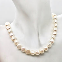Load image into Gallery viewer, Creamy White 9mm to 10mm Button FW Pearl Strand 104500