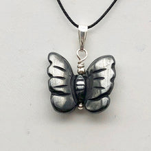 Load image into Gallery viewer, Flutter Carved Hematite Butterfly and Sterling Silver Pendant 509256HMS - PremiumBead Alternate Image 3