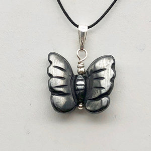 Flutter Carved Hematite Butterfly and Sterling Silver Pendant 509256HMS - PremiumBead Alternate Image 3
