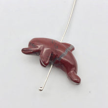 Load image into Gallery viewer, 2 Carved Brecciated Jasper Jumping Dolphin Beads | 26x13.5x7.5mm | Red/Grey - PremiumBead Alternate Image 5