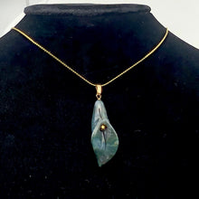 Load image into Gallery viewer, Fancy Jasper Calla Lily 14K Gold Filled Flower Pendant| 1 3/4" Long | Green |