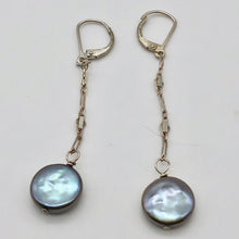 Load image into Gallery viewer, Platinum Freshwater Coin Pearl and Sterling Dangling Earrings 309447B - PremiumBead Alternate Image 3