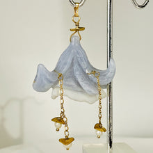 Load image into Gallery viewer, Blue Chalcedony Druzy Carved Flower Bead 14Kgf Pendant | 2 3/4" Long | Blue |