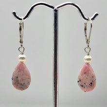 Load image into Gallery viewer, Teardrop Rhodochrosite and Pearl Drop Sterling Silver Earrings | 1 1/2" Long | - PremiumBead Primary Image 1