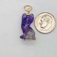 Load image into Gallery viewer, Amethyst Kitty Cat Pendant Necklace|Semi Precious Stone Jewelry|14k Pendant