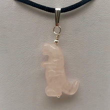 Load image into Gallery viewer, Rose Quartz Tyrannosaurus Rex Dinosaur Pendant Necklace|Sterling Silver Jewelry - PremiumBead Alternate Image 8