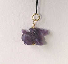 Load image into Gallery viewer, Wild! Amethyst Hand Carved Winged Dragon 22K Vermeil Gold Pendant 509286AMG - PremiumBead Primary Image 1