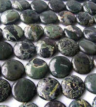 Load image into Gallery viewer, 3 Tsunami Green Sediment Stone Pendant Coin Beads 8562 - PremiumBead Primary Image 1