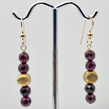 Load image into Gallery viewer, 14K Gold Filled Faceted Rhodolite Garnet Earrings | 1 3/4 inches long |