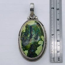 Load image into Gallery viewer, Green Turquoise Sterling Silver Native Oval Pendant | 2 1/4" Long | Green | 1 |