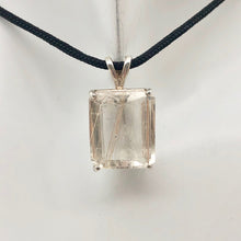 Load image into Gallery viewer, Shimmer! Emerald Cut 15x12mm Rutilated Quartz and Sterling Silver Pendant 10550 - PremiumBead Alternate Image 6