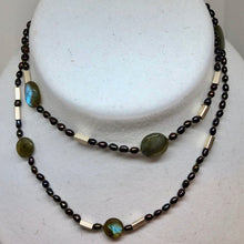 Load image into Gallery viewer, Elegant Black-Cherry FW Pearl Labradorite 27 inch Necklace 200021 - PremiumBead Alternate Image 3