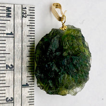 Load image into Gallery viewer, Other Worldly Green Moldavite Meteor Pendant |14k Gold Pendant | 1 1/8" Long |