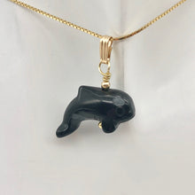 Load image into Gallery viewer, Happy Obsidian Orca Whale 14K Gold Filled 1.06" Long Pendant 509301ORG - PremiumBead Alternate Image 3