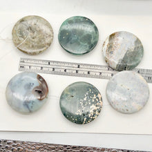 Load image into Gallery viewer, White Gray Green Gold Ocean Jasper Pendant Bead Half Strand| 36mm | 6 beads |
